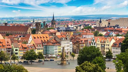 Blick auf die Altstadt von Erfurt mit Dom und Severikirche