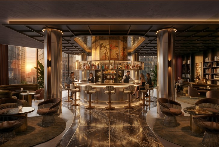 Barbereich im geplanten Radisson Collection Hotel in Frankfurt