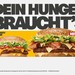 Werbemotiv von McDonald’s mit „Big Tasty Bacon“, „Der M Bacon“ und „Big Tasty Pepper Bacon“ vor gelbem Hintergrund.