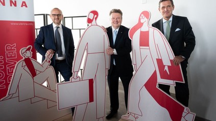 WienTourismus-Direktor Norbert Kettner, Bürgermeister Michael Ludwig und Wirtschaftsstadtrat Peter Hanke (v. l.)