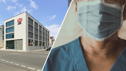 Aiden by Best Western in Biberach; Nahaufnahme einer Frau, medizinischem Personal, mit Mund-Nasen-Maske