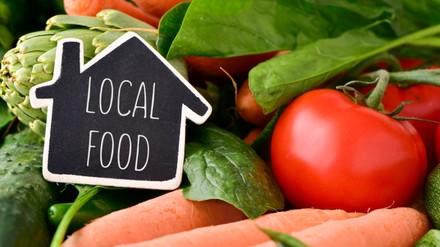 raw vegetables and text local food