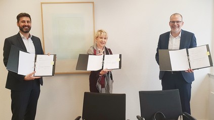 (v.l.n.r.): Sven Häffner (Aramark), Margret Stockheim (Stockheim), Gerald Rosendahl