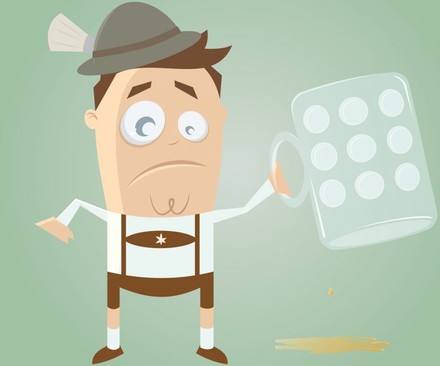 Zeichnung Mann in Tracht mit leerem Bierkrug