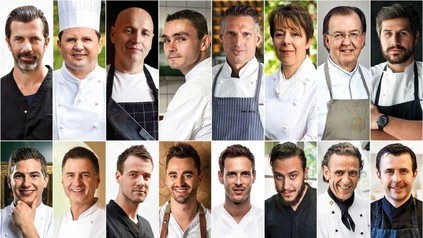 Fotocoulage von mehreren Küchenstars, die bei der Garden-Party im Grand Resort Bad Ragaz kochen