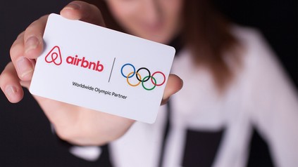 Eine Karte mit dem Airbnb- und dem IOC-Symbol
