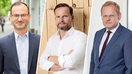 V.l.n.r.: Norbert Kunz, Geschäftsführer des Deutschen Tourismusverbandes (DTV), Mirko Silz, CEO von L’Osteria und Mitinitiator des Gastgeberkreises, und Dirk Inger, Hauptgeschäftsführer des Deutschen Reiseverbandes (DRV)