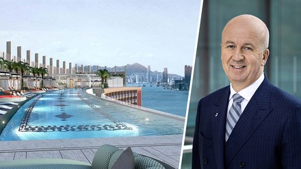 Marcus Bernhardt, CEO der Deutschen Hospitality, und das geplante neuen Steigenberger Hotel in der Hangzhou Bay Sunac Cultural Tourism City