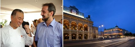 Koch unterhält sich mit Gast