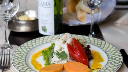 Ceviche auf einem Teller angerichtet