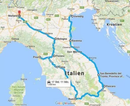 Landkarte aus Google Maps, Italien.