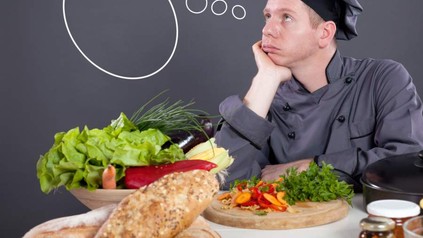 Koch denkt leere Denkblase