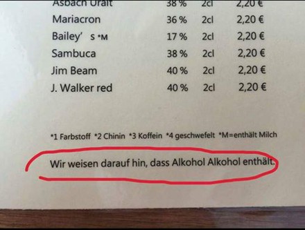 Wir weisen darauf hin, dass Alkohol Alkohol enthält