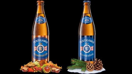 Die Biersorten Puntigamer Herbstmeister und Winterkönig in der Flasche