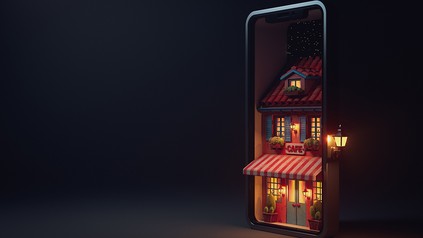 Ein Handy und ein Restaurant