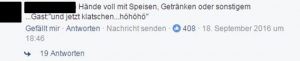 Hände voll mit Speisen, Getränken oder sonstigem... Gast:"und jetzt klatschen...höhöhö"