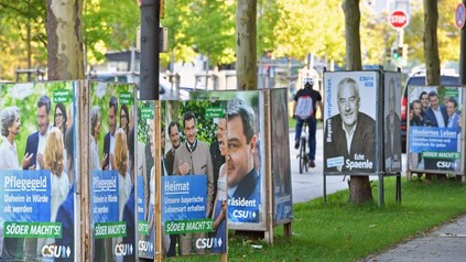 Wahlplakate befestigt an Bäumen