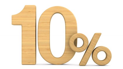 Die Zahl 10 mit einem Prozentzeichen daneben