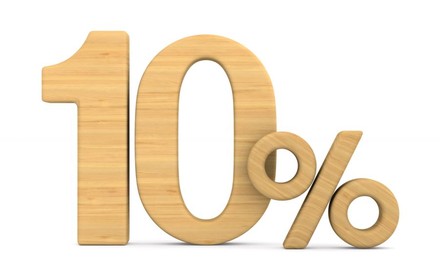 Die Zahl 10 mit einem Prozentzeichen daneben