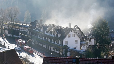 Die ausgebrannte Schwarzwaldstube in der Traube Tonbach