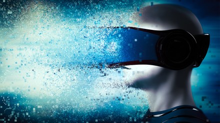 Ein Mann mit VR-Brille