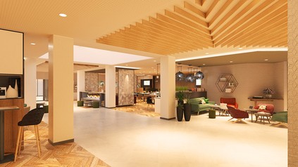 Blick in die geplante Hotellobby des Holiday Inn Manngheim