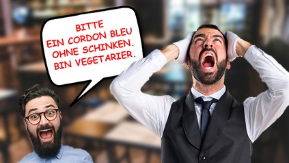 Bitte ein Cordon Bleu ohne Schinken. Bin Vegetarier.