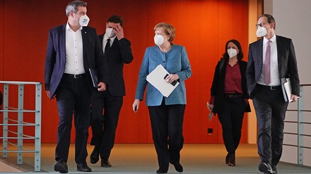 Bundeskanzlerin Angela Merkel, Markus Söder und Michael Müller