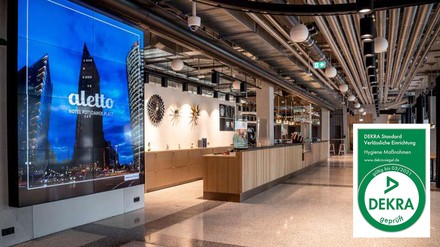 Lobby des Aletto Hotels Potsdamer Platz, Dekra-Siegel