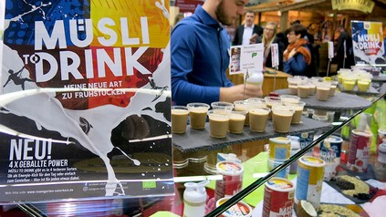 Ein Stand mit Müsli-Produkten auf der Messe Biofach
