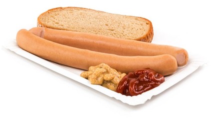 Wiener Würstchen mit Brot, Senf und Ketchup