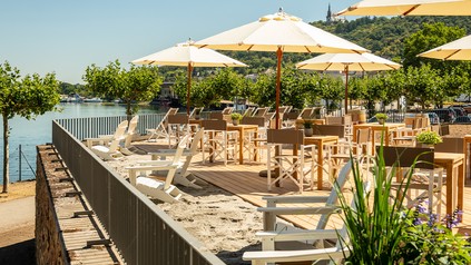 Terrasse des Papa Rhein in Bingen