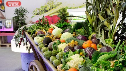 Gemüse auf einem alten Leiterwagen