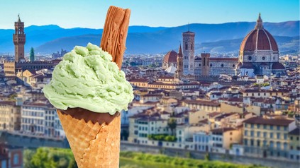 Eistüte mit Florenz im Hintergrund