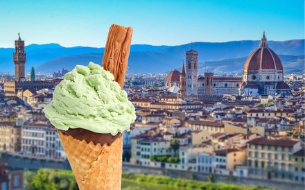 Eistüte mit Florenz im Hintergrund
