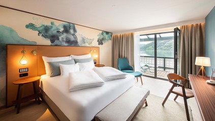 Zimmer des Seeglück Hotel Forelle