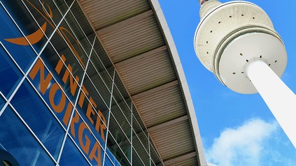 Eine Messehalle der Internorga von außen