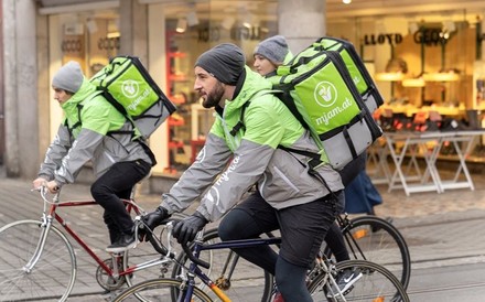 Mjam-Fahrradkuriere im Einsatz