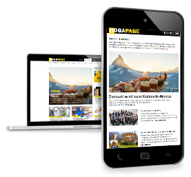 Ein Tablet und ein Smartphone die die Hogapagewebseite zeigen.